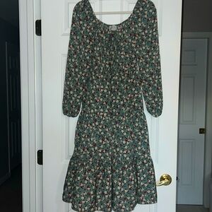 Hayden Los Angeles maxi dress,  long sleeve,  soft teal floral print,